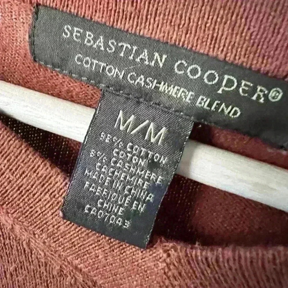 Sebastian Cooper Men’s Rustic Orange Cotton Cashmere  Timeless Sweater Medium - Picture 13 of 13